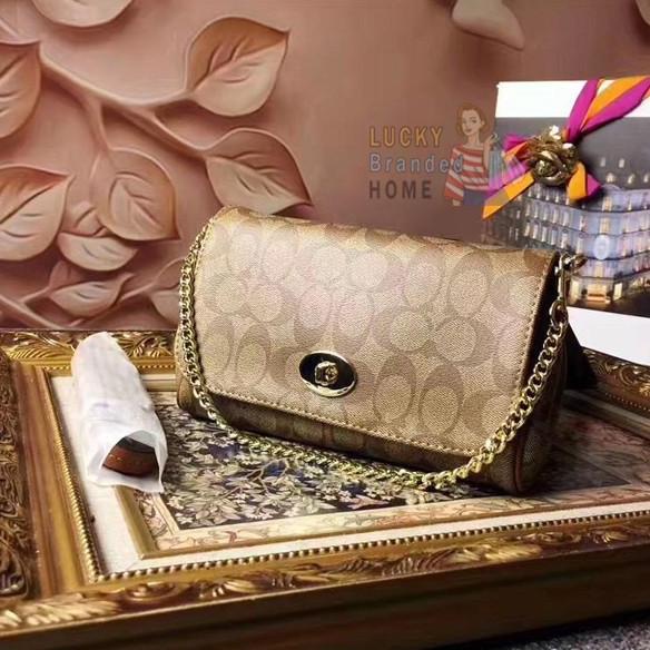 Bag Canvas - Tas Coach Mini Ruby Crossbody In Signature Canvas Khaki Brown Original