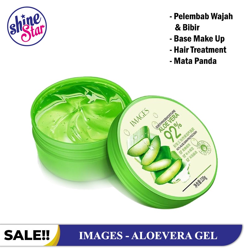 SHINE STAR - IMAGES Aloe Vera Soothing Gel 92% 220 ml / Aloe Vera Gel Wajah Glowing Masker Wajah Pelembab Rambut