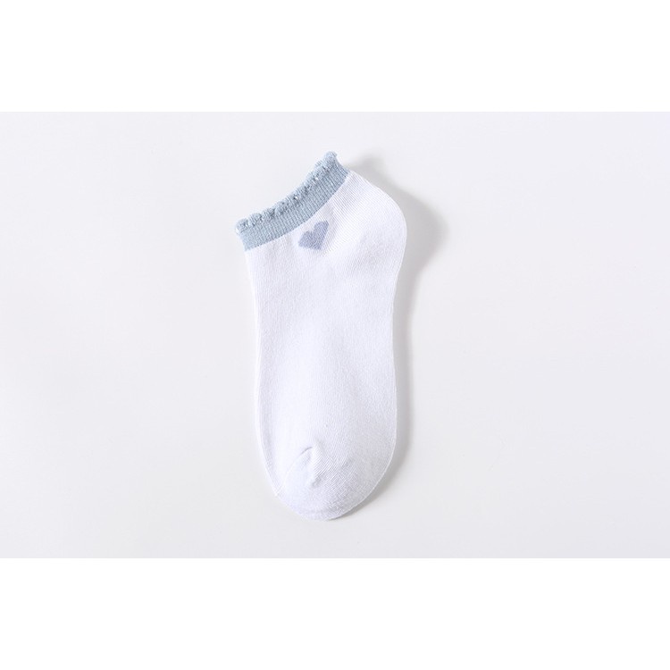 Kaos Kaki Ankle Cute Kaos Kaki Pendek Polos dan Motif Semata Kaki Import Murah Motif Polos-LOVE BIRU