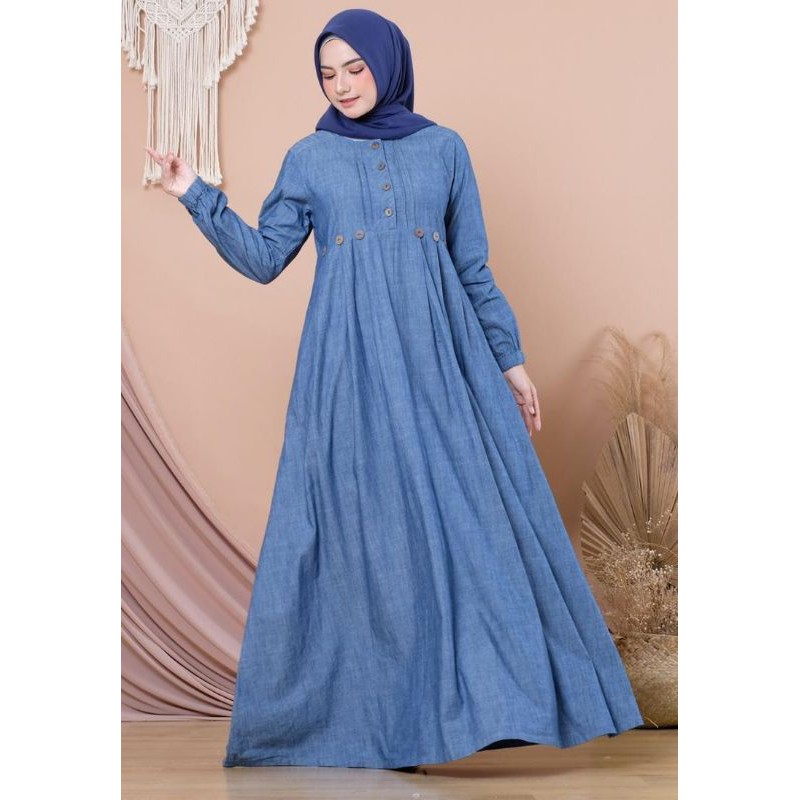 GAMIS KATUN CHAMRAY ORIGINAL NFIS | BAHAN ADEM DAN TIDAK KAKU | BUSUI FRIENDLY