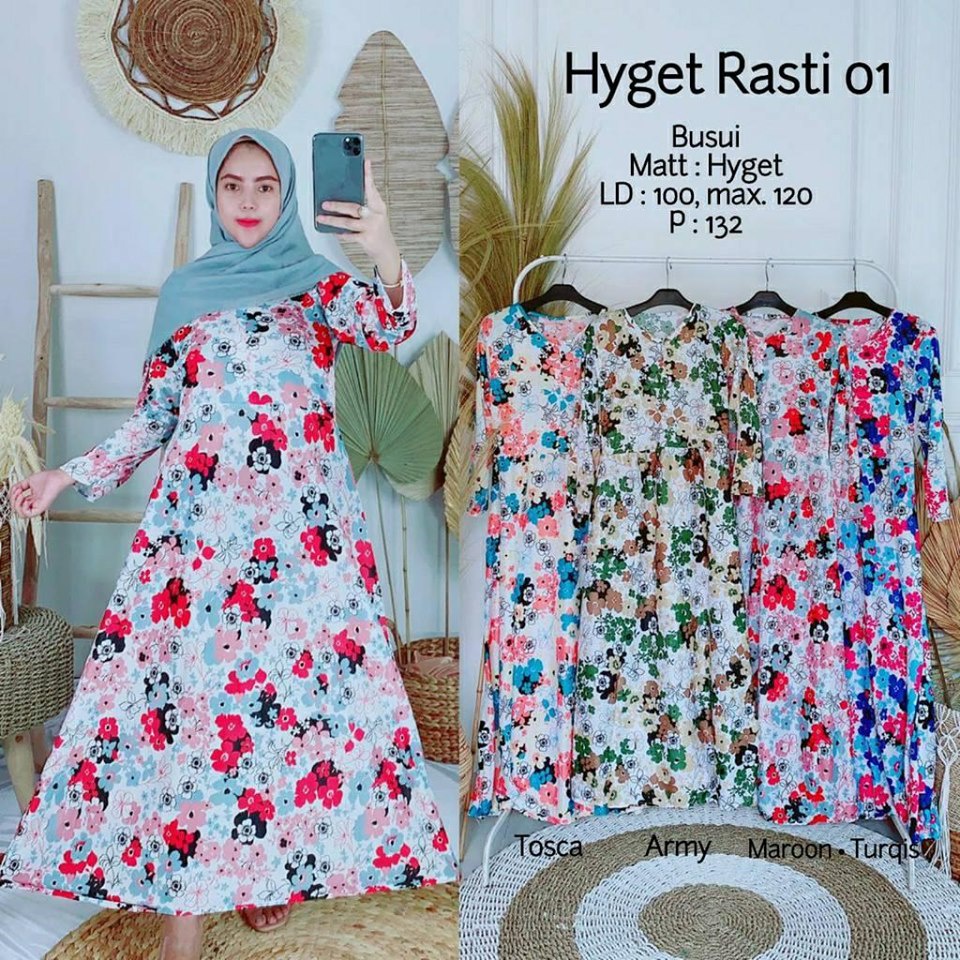 GAMIS HYGET MOTIF BUNGA ETNIK BEST SELLER / GAMIS BUSUI FRIENDLY / GAMIS MURAH