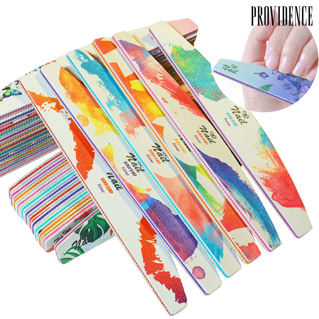 Providence 6Pcs/Set Nail File Half Moon Shape Double Side Sandpaper Nail Buffer Colorful Professional Manicure Tools for Female