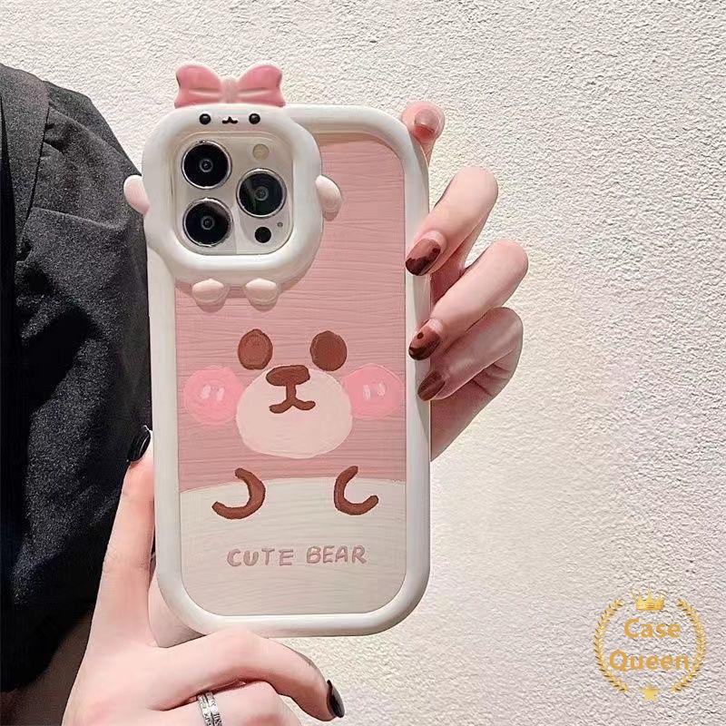 Soft Case TPU Motif Kartun Beruang 3D Untuk iPhone 14 11 13 12 Pro Max XR 7 8 14 Plus 6 6S X XS Max SE 2020 14Pro Max