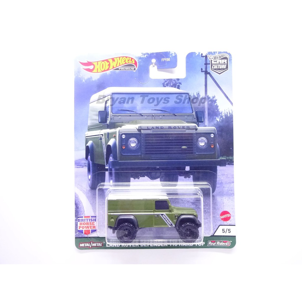 Hot Wheels Premium British Horse Power Land Rover Defender 110 Hard Top Green