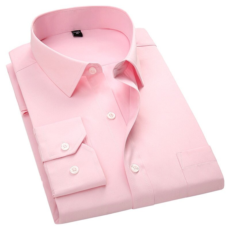 Kemeja Formal Panjang Pria Kerja Pink Bahan Katun M,L,XL Dovizio