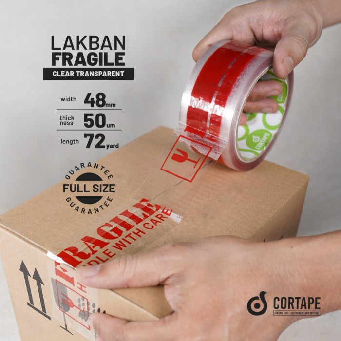 

PEREKAT-PENGIKAT- LAKBAN FRAGILE 48MM - 90Y, RUSFET, LEBIH HEMAT - BENING MERAH -PENGIKAT-PEREKAT.