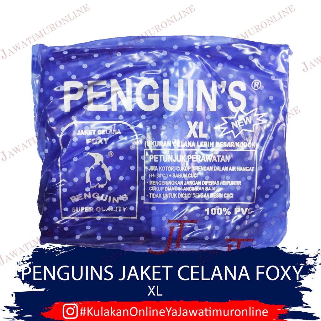 Jas Hujan Pinguin Motif Polkadot Jaket Celana FOXY