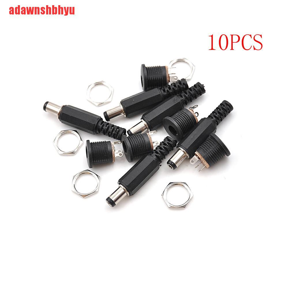 (Adawnshbhyu) 10pcs Adapter Konektor Soket Jack Female+Male Ukuran 5.5x