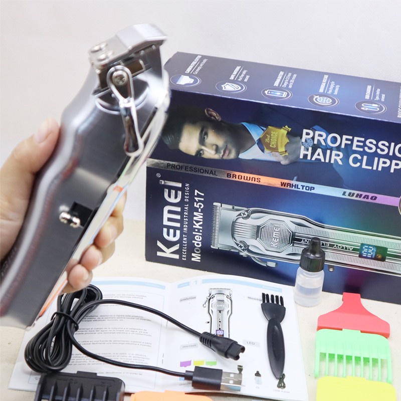 Alat Cukur Rambut Kemei KM-517 Professional Hair Clipper Electric Alloy Element LCD Display Mesin Cukuran KM 517