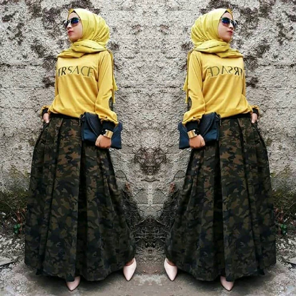Baju Muslim Set Versace Army - Baju Muslim Setelan Terbaru Versace Army - Baju Wanita Populer