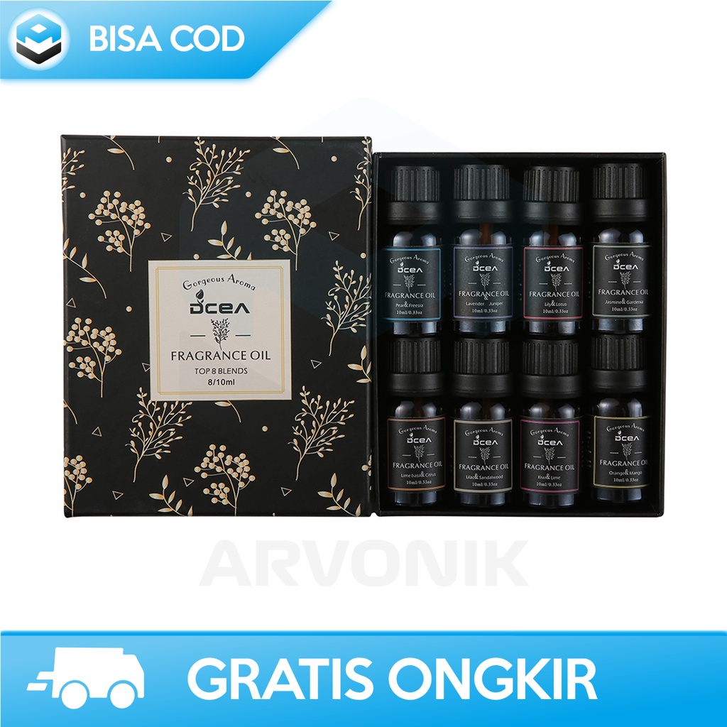 MINYAK HUMIDIFIER ESSENTIAL OIL AROMATHERAPY TAFFWARE 8 IN 1 x 10 ML