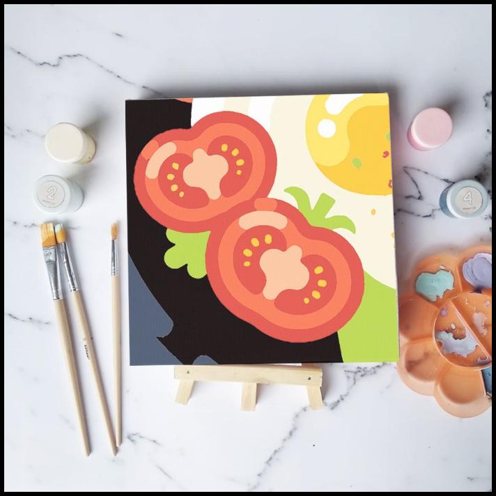 

Paint By Number Lukisan Makanan Food Ver 2 Canvas 20X20Cm Painting Kit