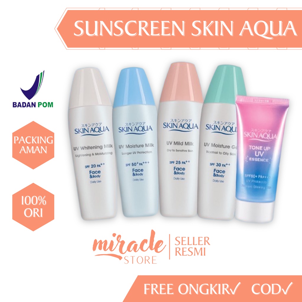 SUNSCREEN SKIN AQUA UV MOISTURE MILK GEL SPF 50/30 PA SUNSCREEN SKIN AQUA SUNSCREEN ORI RINGAN SUNBLOCK MURAH AMAN UV PROTECTOR MOISTURIZER SPF PERAWATAN WAJAH SUNSCREEN GEL