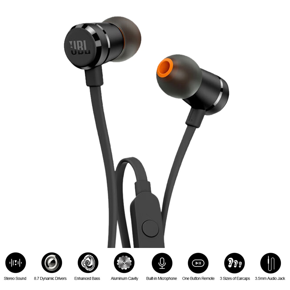 Jbl T290 Headset Stereo Deep Bass Dengan Mic Untuk Olahraga