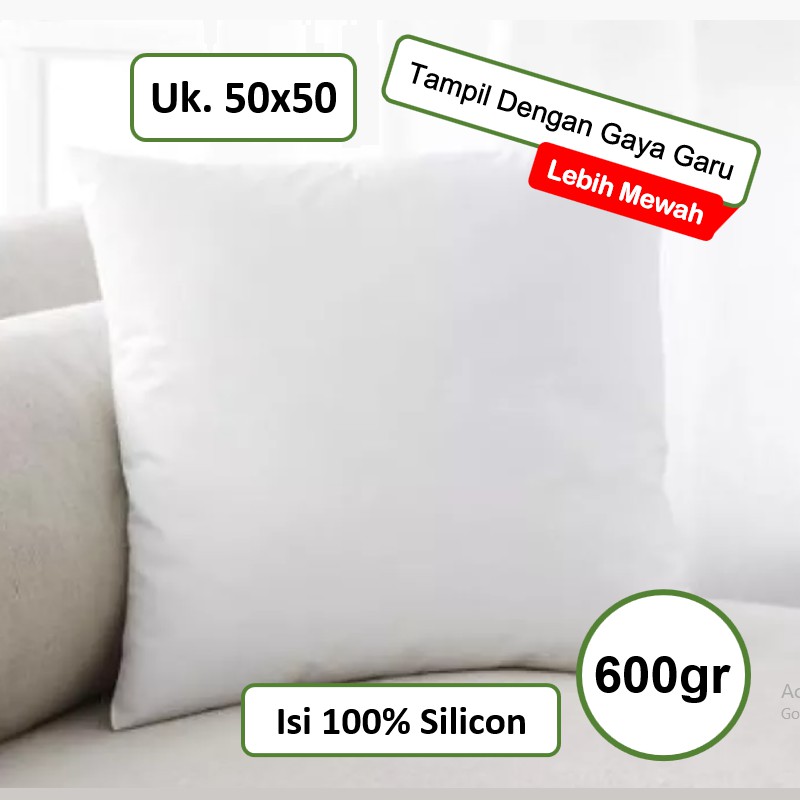 Bantal Sofa Premium Putih Polos 50x50 cm Isi Silicon 600gr Lebih Hemat