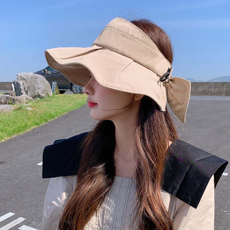 Topi Matahari UV Pelindung Wajah Model Atas Kosong Gaya Korea Untuk Wanita