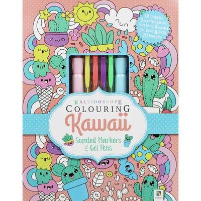 

KALEIDOSCOPE COLOURING KAWAII scented markers and gel pens