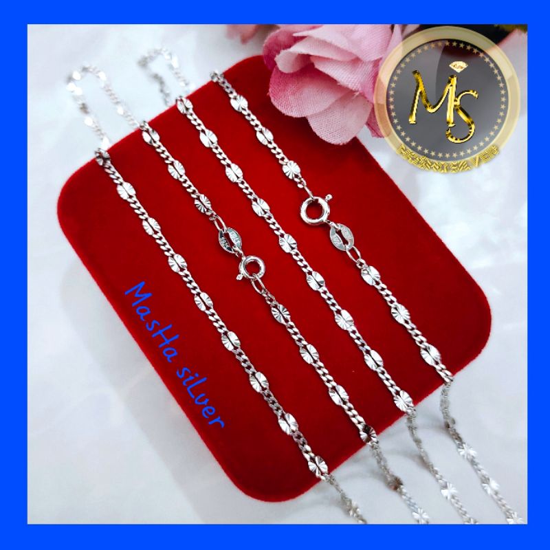 KALUNG PERAK WANITA PRIA ASLI SILVER 925 RANTAI TAMBANG MALAY ASLI LAPIS MAS PUTIH