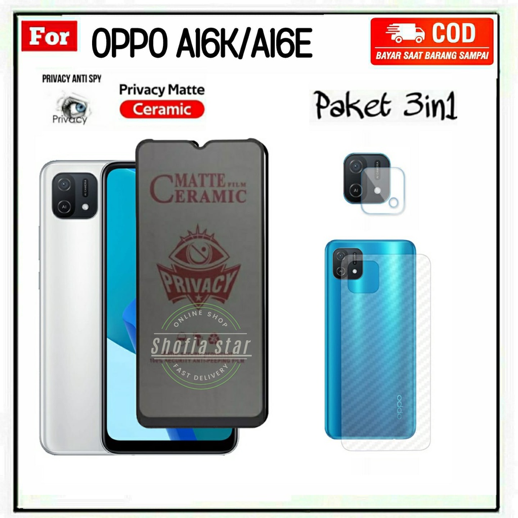 3IN1 TEMPERED GLASS CERAMIC BLUE LIGHT OPPO A16K A16E A76 A96 ANTI RADIASI KACA FULL COVER