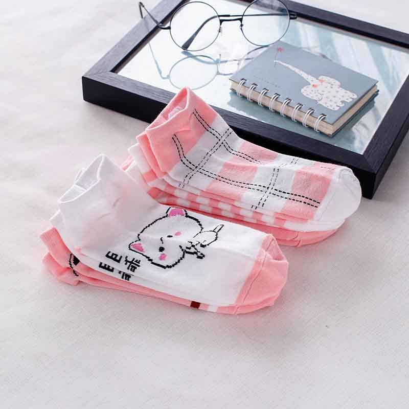 [littlecrab] Kaos Kaki Kucing Lucu Pink Cat Women Socks Import Kaos Kaki Berkualitas Pinky Imut Korean Style