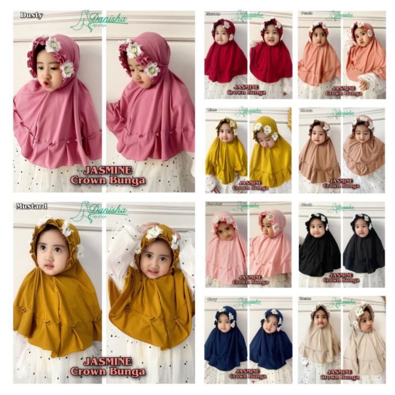 Jilbab Anak Jasmine Crown Bunga Ori Danisha Hijab