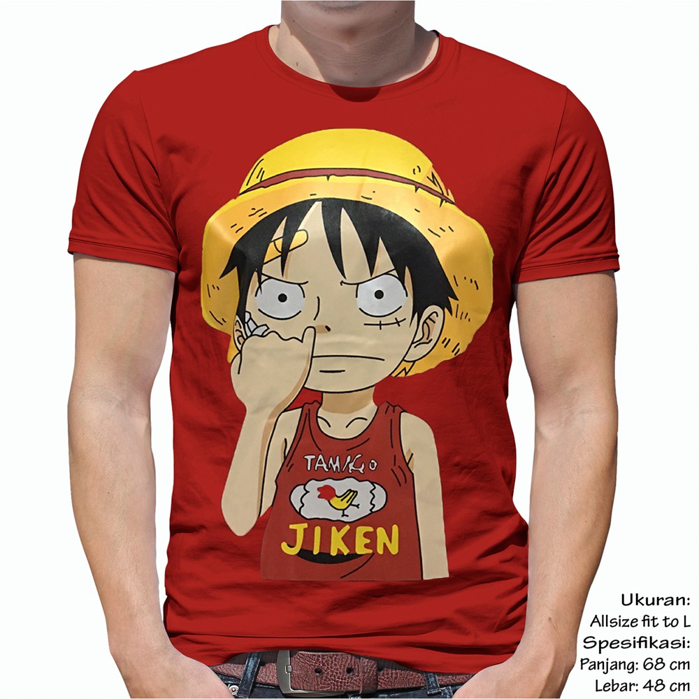  Kaos  Anime Onepiece Baju  LUFFY NGUPIL RED Pakaian Pria  