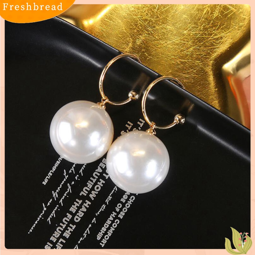 Terlaris Women Fashion C-shape Faux Pearl Dangle Pendant Ear Stud Earring Jewelry Gift