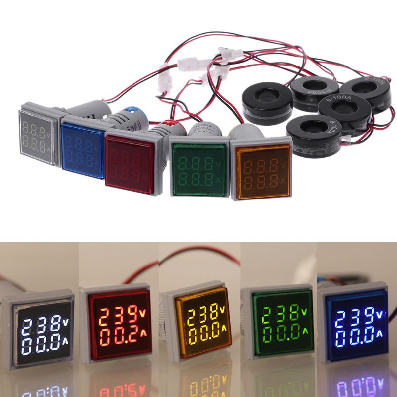 Btsg Voltmeter Ammeter AC 0-100A 60-500V Meter Dual Display LED Display Voltmeter LED Digital Voltage Tester Current Det