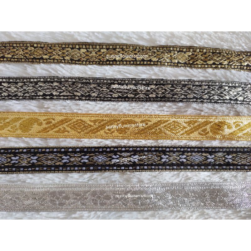 pita gamis   bordir gold silver lebar 2 cm isi 17 yard