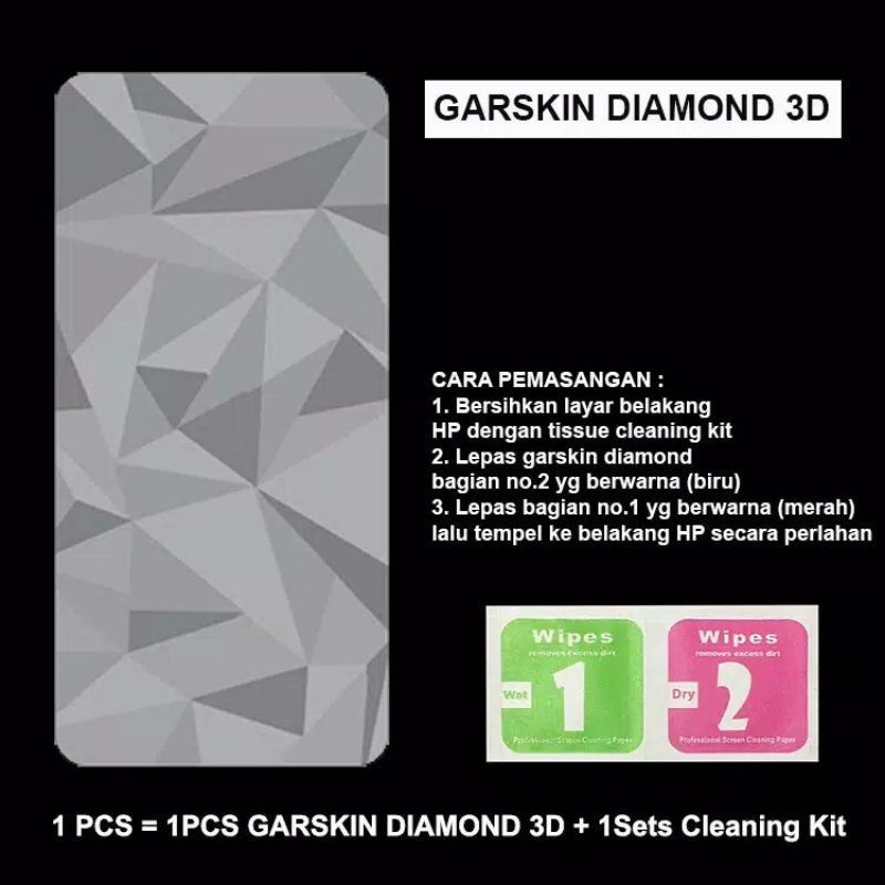 Oppo Reno 6 4G/5G Reno 6 Pro Anti Gores Skin Diamond Screen Guard Protector Plastik Anti Gores Belakang Motif Diamond