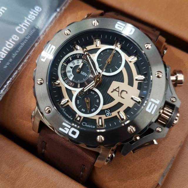 Jam Alexandre Christie AC9205 Leather Brown Soft Gold Original