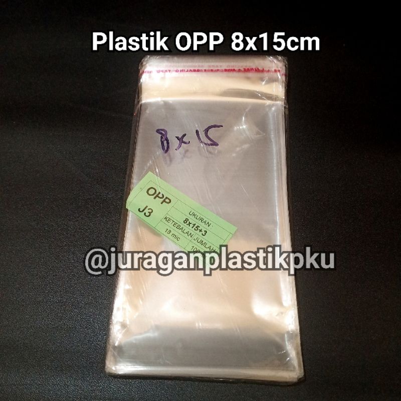 Plastik OPP LEM 8x15 cm isi 100 Lembar | Seal Souvenir Undangan Kartu Rupiah Uang Money Cake
