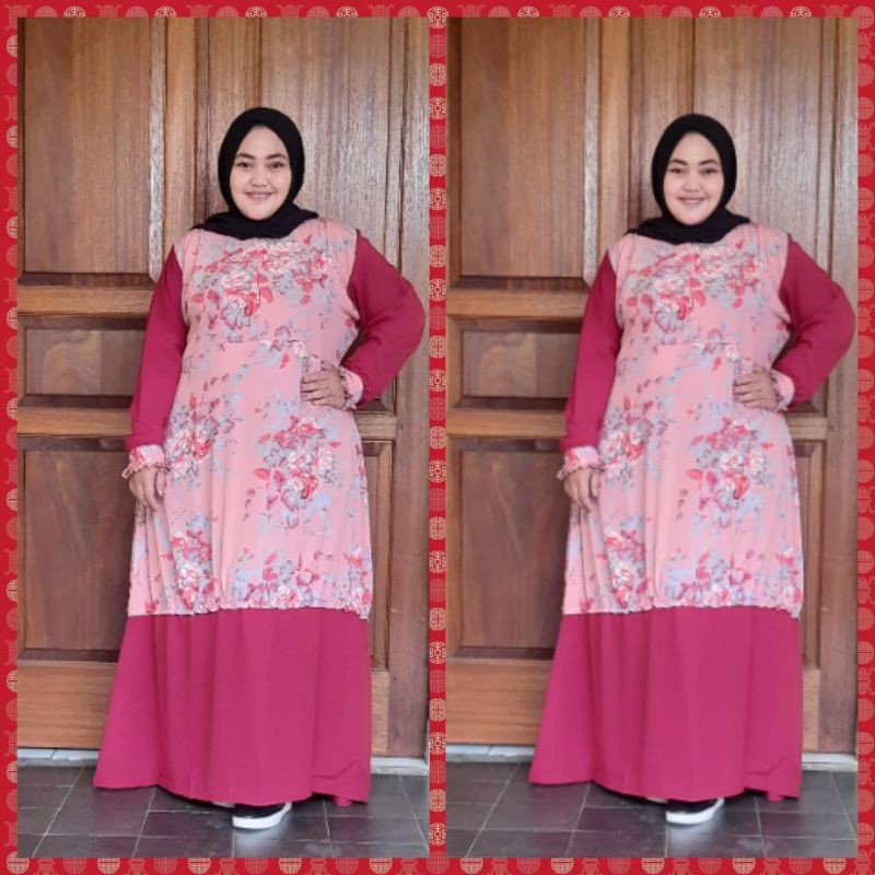 Gamis XXL XXXL 4L Jumbo Superjumbo Gamis Jumbo Susye LD 120 LD 130 LD 140 LD 150 Monalisa Pink Marun
