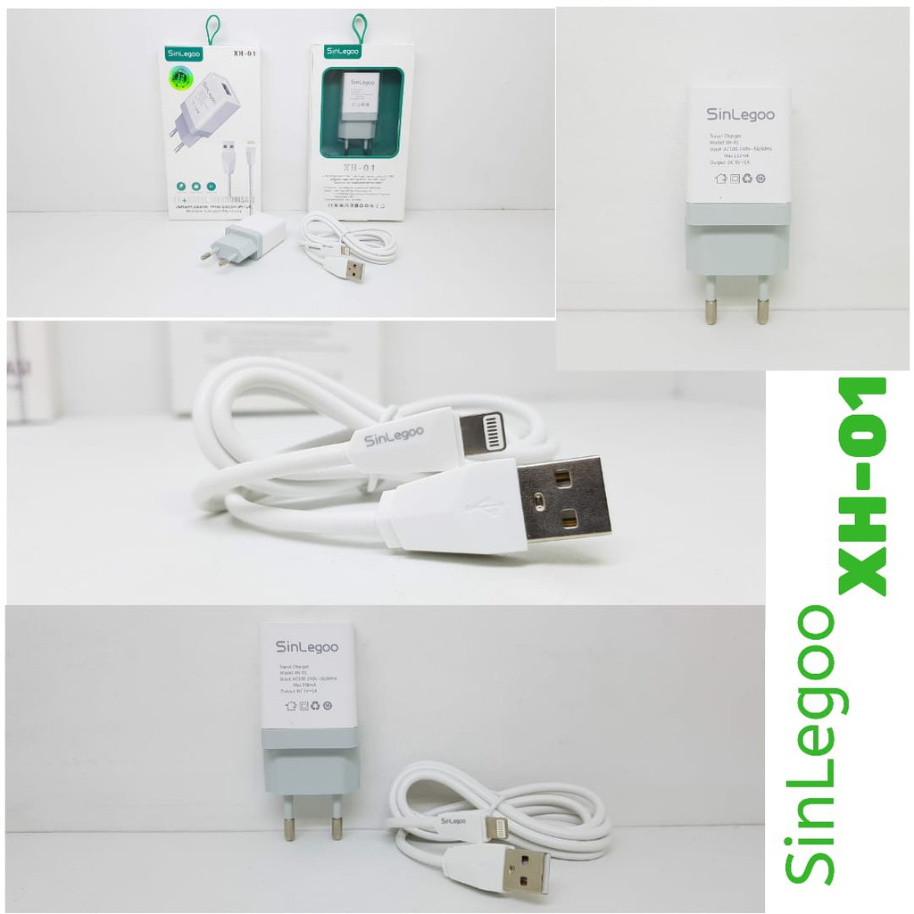 Travel Charger iPhone XH-01 SINLEGOO 1A plus Kabel Sinkronisasi Data Cable Lightning XH 01 GARANSI