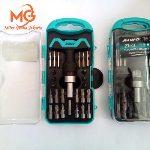 AIWO 4005 OBENG T FIVE STAR 27PCS SOCKET & BIT SET KUNCI SOK OBENG BERKUALITAS MGJ