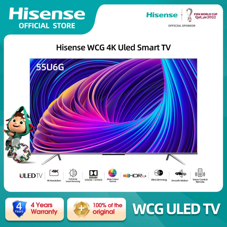 Hisense 55 inch 4K/UHD Smart LED TV - VIDAA OS (Model: 55U6G)