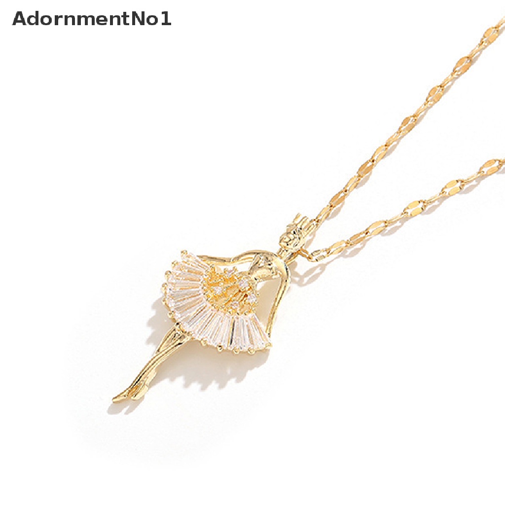 (AdornmentNo1) Kalung Rantai Dengan Liontin Ballerina Hias Kristal Zircon Elegan Untuk Wanita