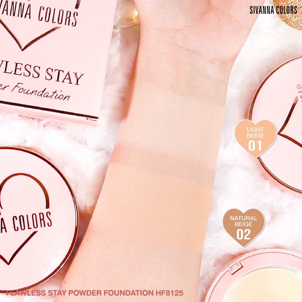 SIVANNA COLORS FLAWLESS STAY POWDER FOUNDATION HF8125/BEDAK WAJAH/MAKEUP WAJAH/KOSMETIK WAJAH