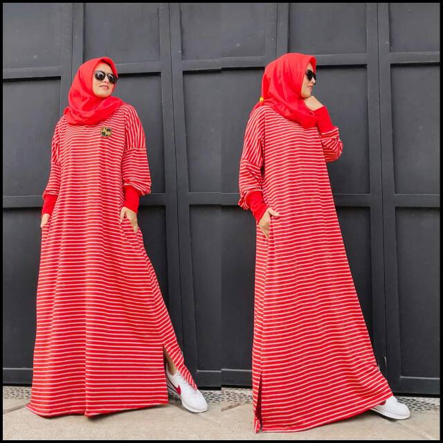 [BISA COD] BISA JUMBO - OVER SIZE STRIPES MAXI BEST SELLER ORI 100% BERLABEL REAL PICT BY ANGGHEAN/GAMIS INJI / GAMIS JUMBO BAHAN BERKUALITAS NYAMAN DIPAKAI