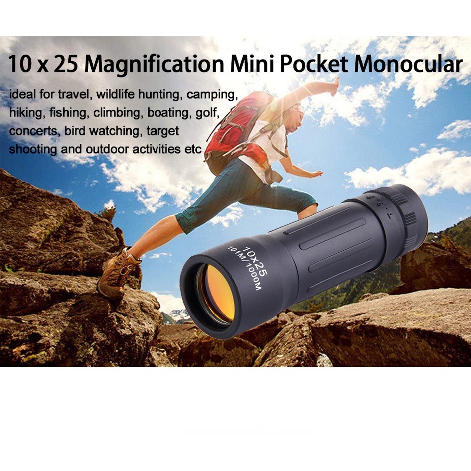 Teleskop Mini Portable Zoom 10x25 Untuk Camping / Konser