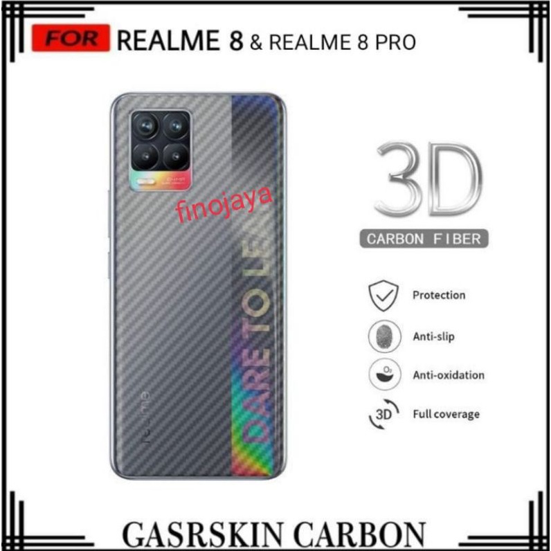 Garskin Skin Carbon Realme 8 Pro Anti jamur belakang transparan