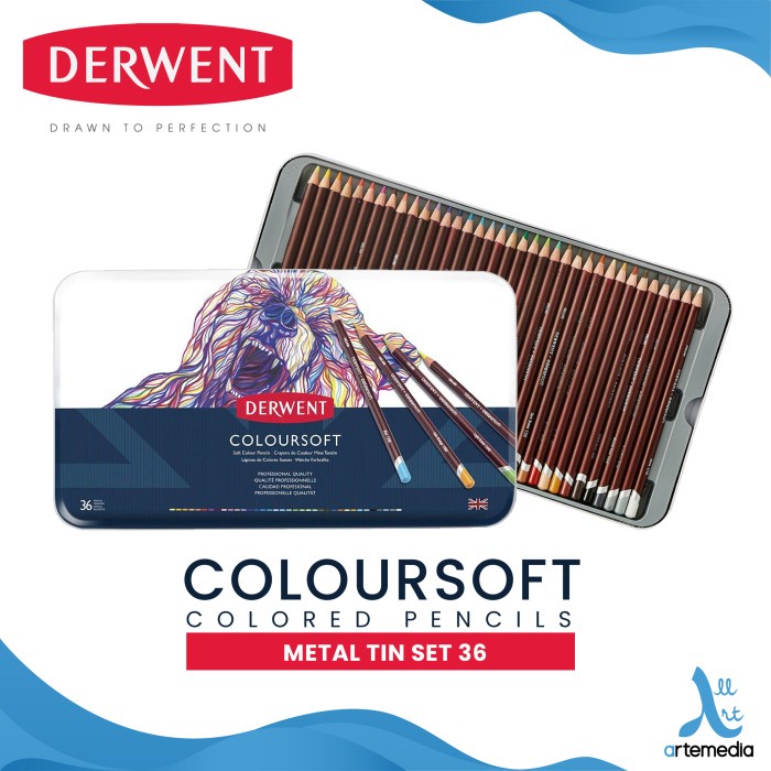 

(BISA COD) Derwent Coloursoft Pencils Color Set 36 Tin - 36 NEW COVER