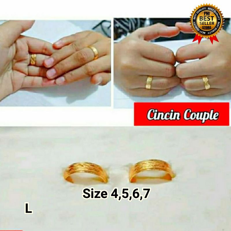 CINCIN XUPING COUPLE PRIA WANITA 2pcs MEWAH ELEGAN BAHAN LAPIS EMAS