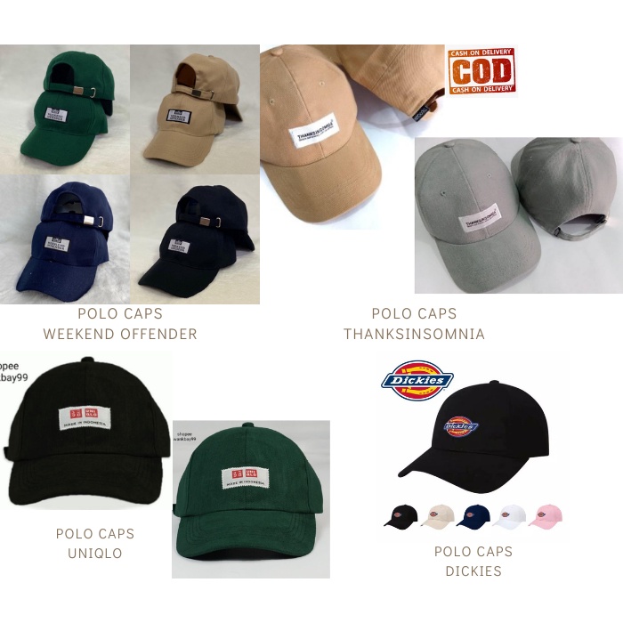 TOPI POLO CAPS PRIA WANITA CASUAL BORDIR WEEKEND OFFENDER / THANKSINSOMNIA / UNIIQLO / DICKIES