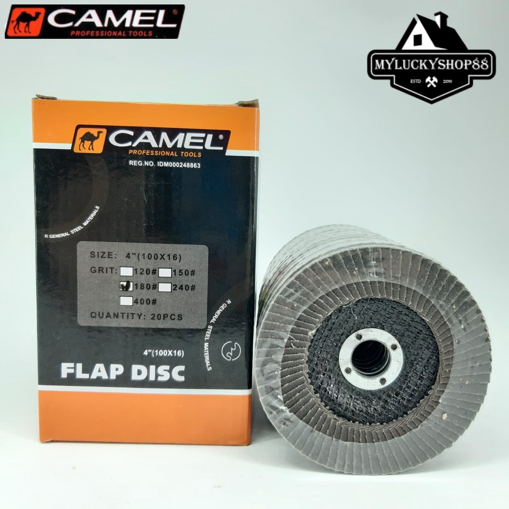 Flap Disc Sand Grit 4&quot; Inch 100 mm A180 Amplas Gerinda Susun Camel 180