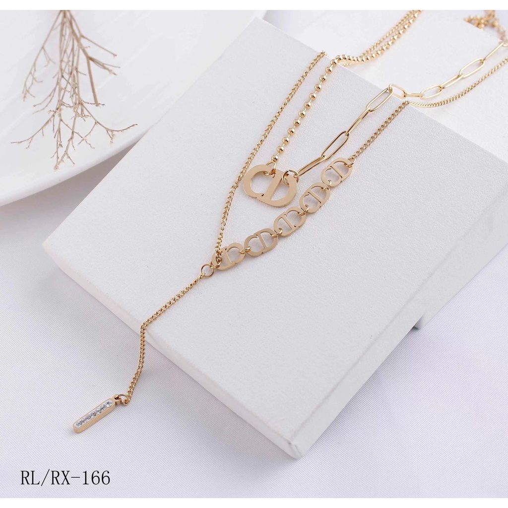 Kalung Titanium Rantai 2Susun Perhiasan Fashion 166,8102