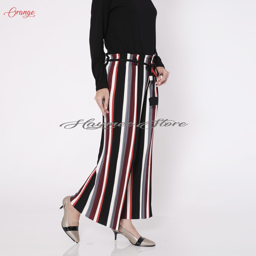 HaymeeStore Celana  Kulot Salur  Plisket  Wanita Celana  