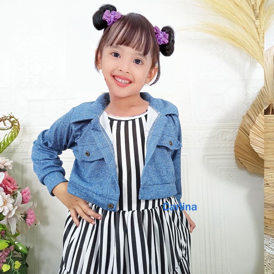 DRESS VANILA KIDS ROMPI DENIM INNER SALUR ANAK 2-12tahun CARLINA