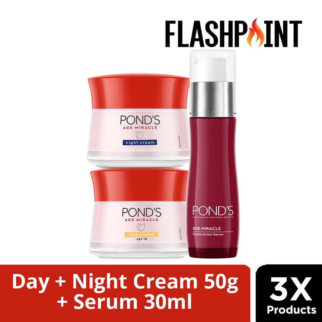 [PAKET SUPER] POND'S AGE MIRACLE DAY + NIGHT CREAM 50G + SERUM 30ML PONDS AGE PAKET SIANG DAN MALAM