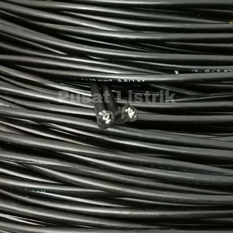 Kabel SR 2x10mm Twisted Kabel Tiang Listrik Hitam Harga Permeter